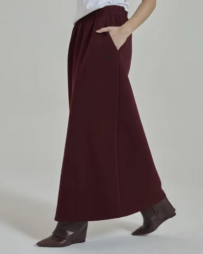 Maroon Structured A-Line Maxi Skirt